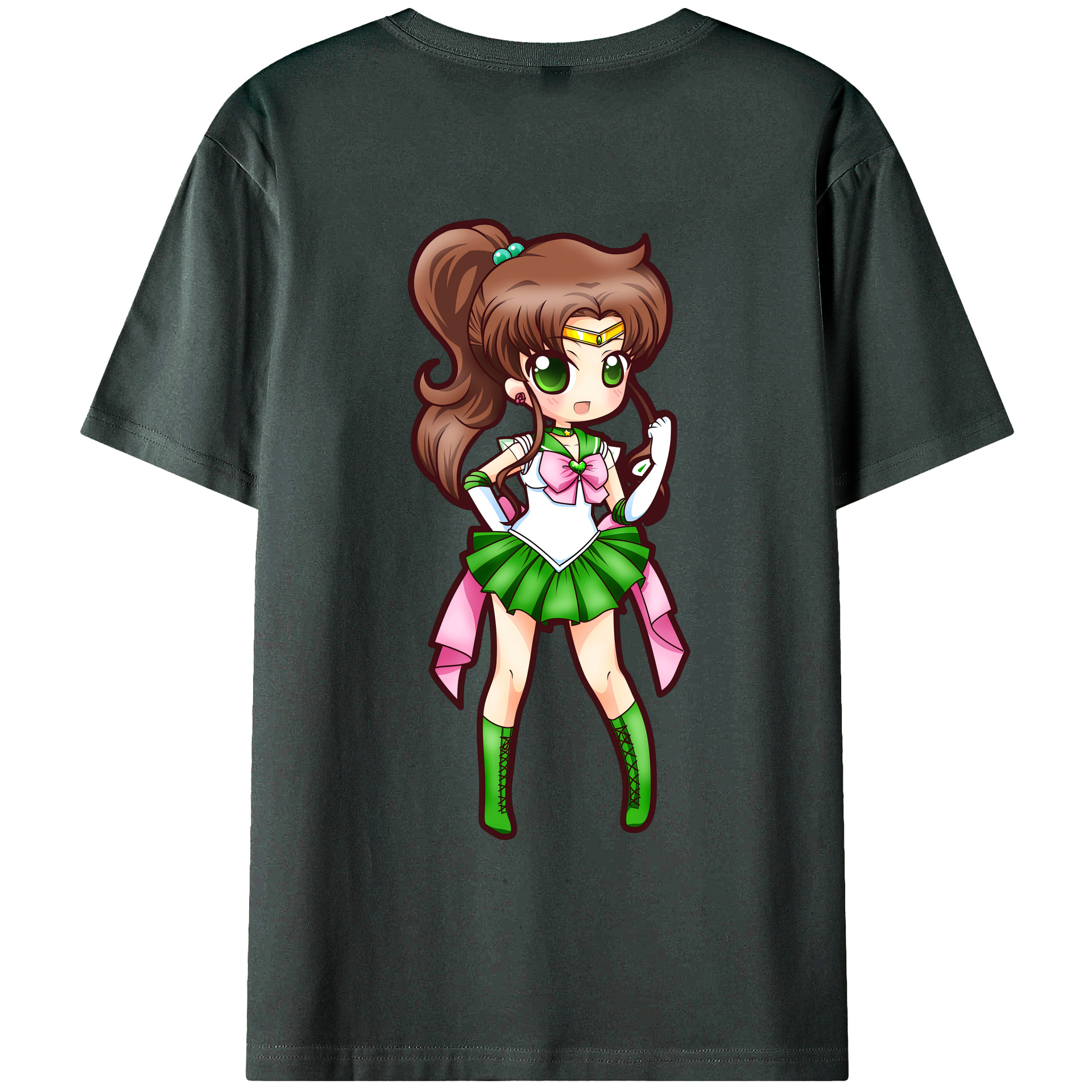（画像用） 美少女戦士セーラームーン 木野 まこと きの まこと Sailor Moon Kino Makoto （セーラージュピター；Sailor Jupiter） 綿100％ メンズ半袖Tシャツ（バックプリント） 通気性